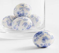 Toile Printed Eggs - Set of 5