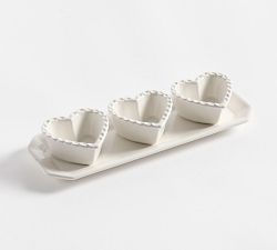 Heirloom Scalloped Heart Stoneware Multi-Condiment Server