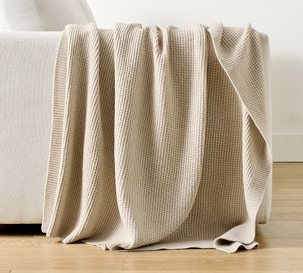 Renata Waffle Knit Throw - Oatmeal, 50" x 60"