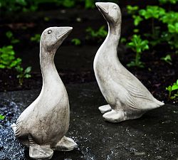 Handcrafted Cast Stone Goose Garden Object