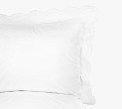 Maci Double Scalloped Percale Embroidered Duvet Cover Set