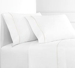 Lena Percale Embroidered Single Stripe Sheet Set