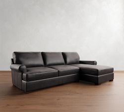Townsend Roll Arm Leather Chaise Sectional (110&quot;)