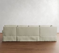 York Roll Arm Slipcovered 4-Piece Chaise Sectional (116")