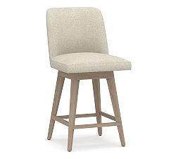 Open Box: Layton Upholstered Swivel Counter Stool (25.5") - Performance Heathered Basketweave Alabaster, Seadrift Legs