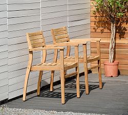 Monza Stacking Teak Outdoor Armchairs, Set of 2