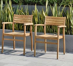 Monza Stacking Teak Outdoor Armchairs, Set of 2
