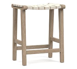 Open Box: Fenton Woven Backless Leather&#160;Counter Stool (24.5&quot;) - Signature Chalk, Seadrift Frame
