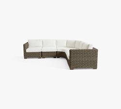 Huntington Wicker Square Arm 5-Piece Outdoor Sectional (136")