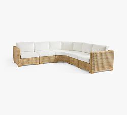 Huntington Wicker Square Arm 5-Piece Outdoor Sectional (136")