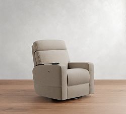 Open Box: PB Comfort Square Arm Deluxe Power Swivel Glider Recliner with Massage and Heat - Rustic Linen Parchment
