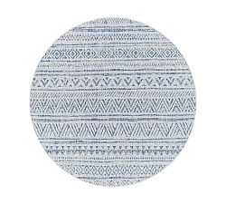 Open Box: Rakesh Indoor/Outdoor Printed Rug, 6'7&quot; Round - Blue/Taupe