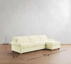 PB Comfort Modern Roll Arm Deep Seat Chaise Sectional (105"&ndash;131")