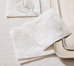 Monique Lhuillier Hope Bow Embroidered Cocktail Napkins - Set of 4