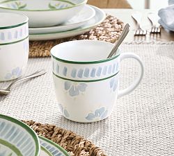 Chambray Tile Stoneware Mugs - Set of 4