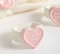 Conversation Hearts Stoneware Napkin Rings - Mixed Set of 4