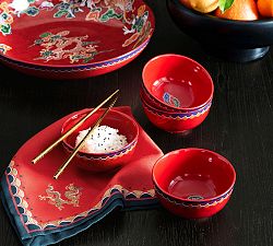 Lunar New Year Stoneware Rice Bowls - Set of 4