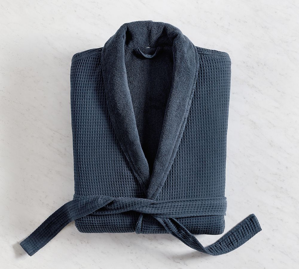 Waffle Weave Resort Robe - Navy, Extra Large