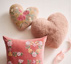 Embroidered Heart Shaped Pillow