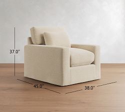 PB Comfort Modern Deep Square Arm Slipcovered Swivel Chair