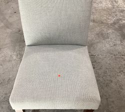 Open Box: PB Comfort Roll Upholstered Dining Chair - Premium Performance Basketweave Light Gray, Espresso Legs