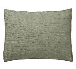 Open Box: Belgian Flax Linen Handcrafted Quilted Sham, Standard, Set of 2 - Loden