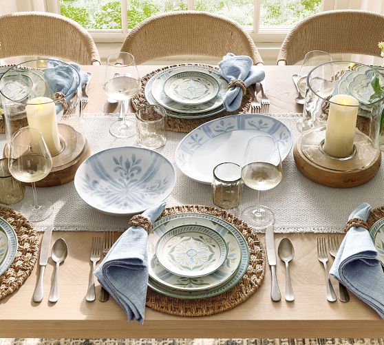 Chambray Tile Stoneware Appetizer Plates - Set of 4