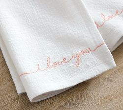 I Love You Sentiment Organic Cotton Napkins -  Set of 4