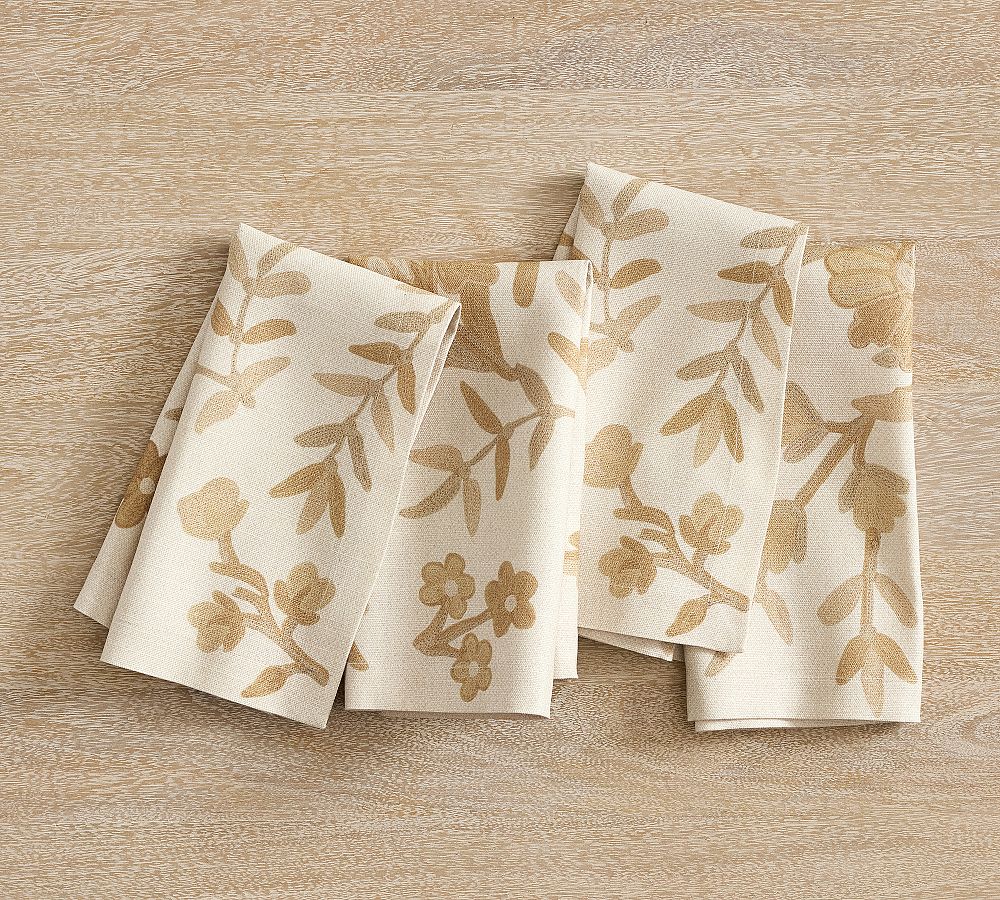Pottery Barn Liana Crewel Cotton Napkins - Set of 4