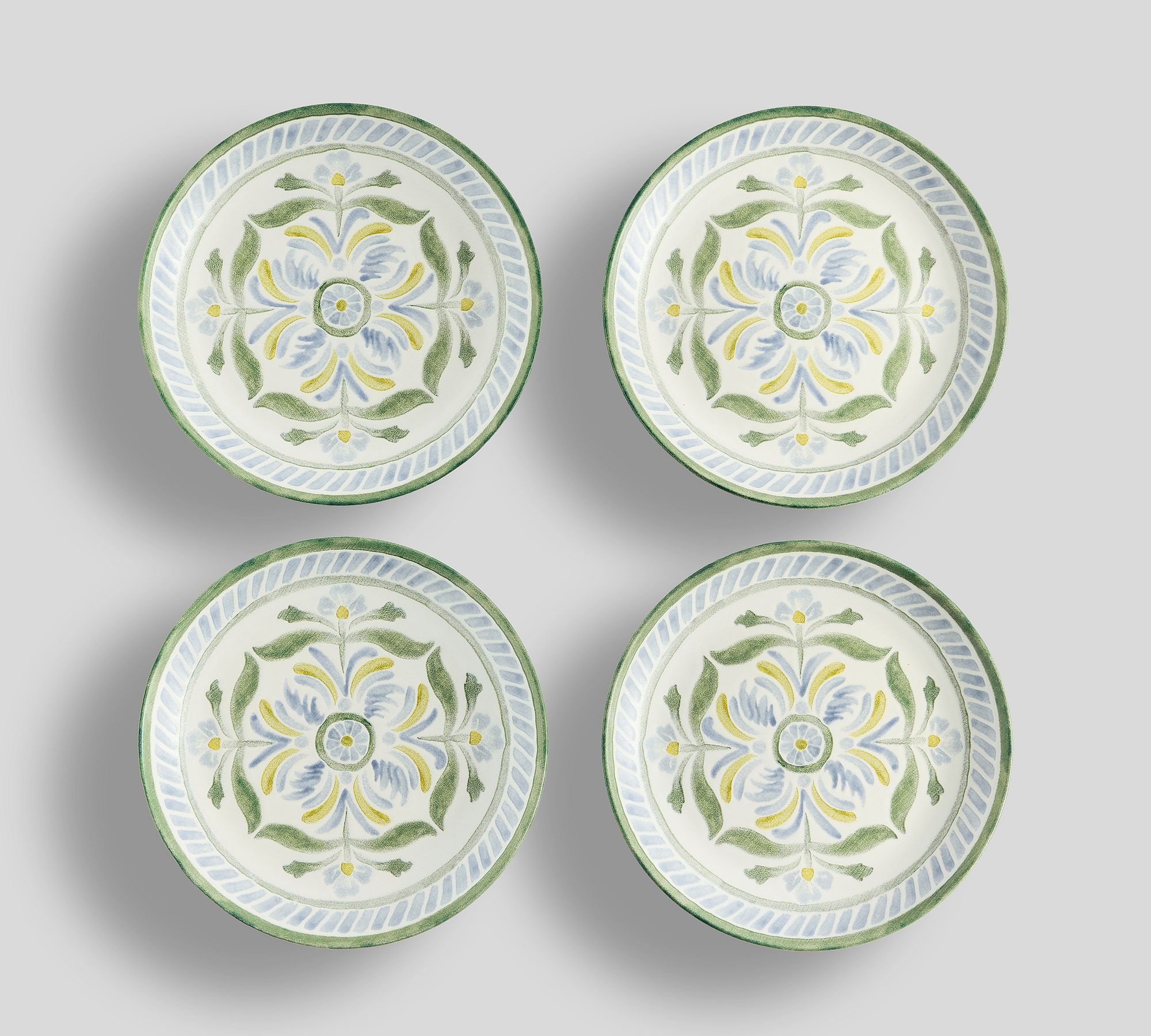 Chambray Tile Multi Stoneware Appetizer Plates - Set of 4 - Set of 4 - Chambray Multi