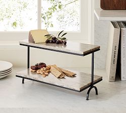 Handcrafted Beige Marble Tiered Stand