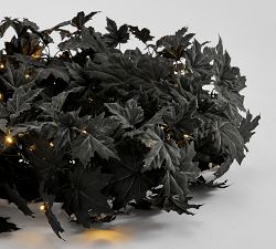 Lit Halloween Maple Leaf With Spider Web Wreath