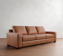 Big Sur Square Arm Leather Sofa (76&quot;-105&quot;)