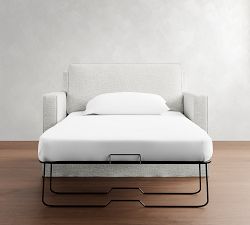 Cameron Square Arm Slipcovered Twin Sleeper Sofa with Memory Foam Mattress (54&quot;&ndash;86&quot;)