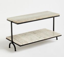 Handcrafted Beige Marble Tiered Stand