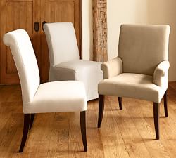 PB Comfort Roll Upholstered Dining Armchair