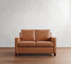 Cameron Square Arm Leather Sofa (62&quot;&ndash;97&quot;)