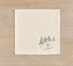 Rustic Forest Cotton/Linen Cocktail Napkins - Mixed Set of 4