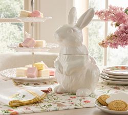 Floral Bunny Stoneware Tiered Stand