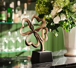 Handcrafted Brass Four Leaf Clover Object