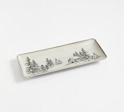 Rustic Forest Stoneware Cookie Platter