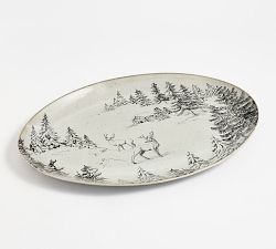 Rustic Forest Stoneware Oval Platter