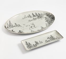 Rustic Forest Stoneware Cookie Platter