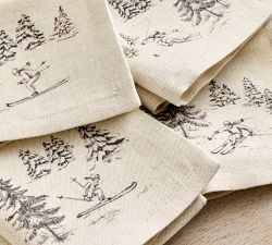 Rustic Forest Cotton/Linen Cocktail Napkins - Mixed Set of 4