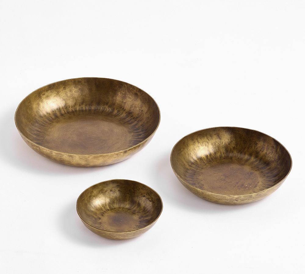 Antique Brass Stacking Decorative Bowls - Set of 3