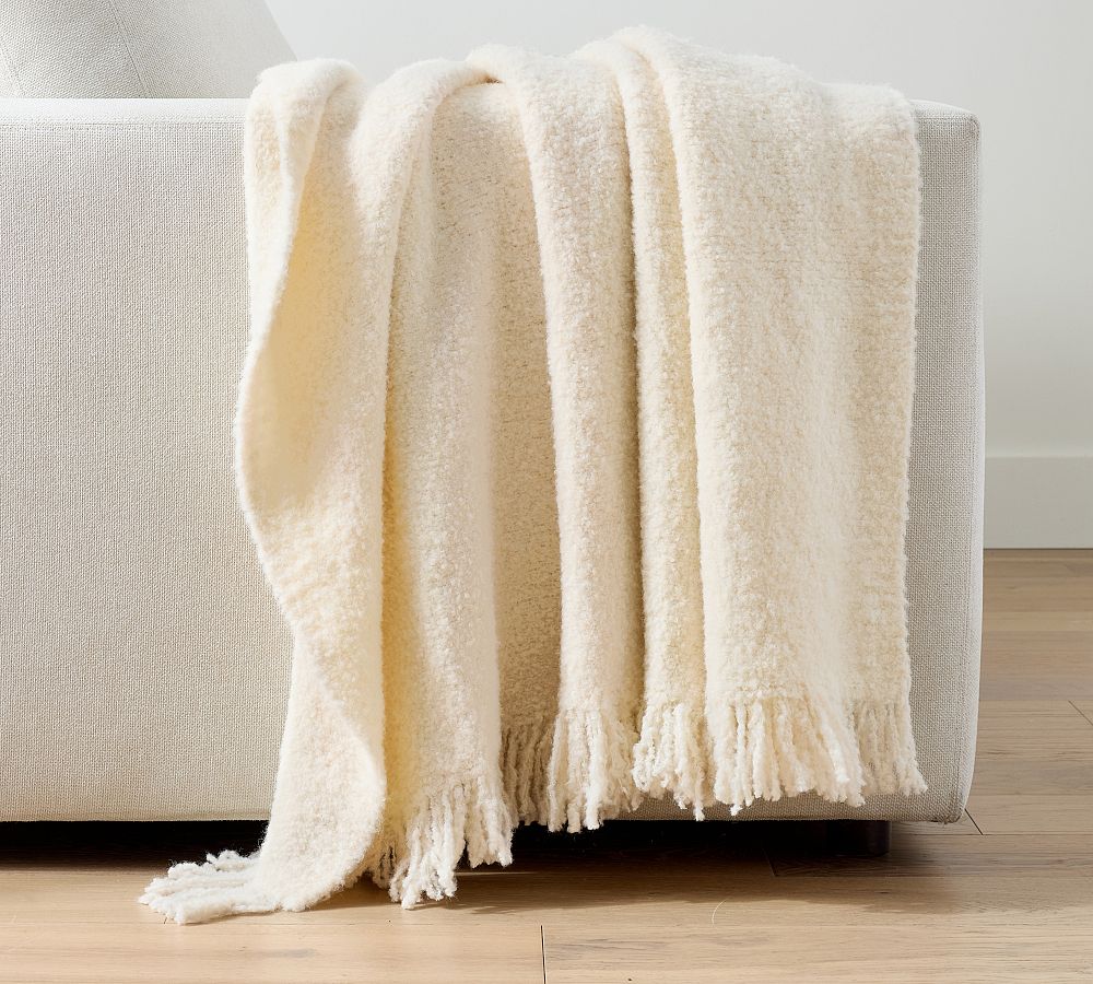 Boucle Knit Throw - Ivory, 50" x 60"