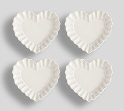 Heirloom Scalloped Heart Stoneware Appetizer Plates