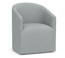 Open Box: Baldwin Upholstered Barrel Back Dining Armchair, Performance Heathered Basketweave - Chambray