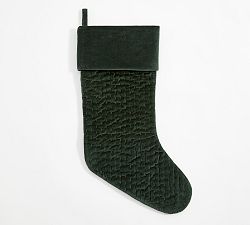 Open Box: Channel Quilted Velvet Stocking, Large - Hunter Green