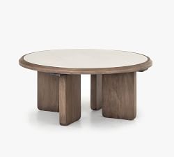 Dante Reclaimed Wood &amp; Marble Round Coffee Table